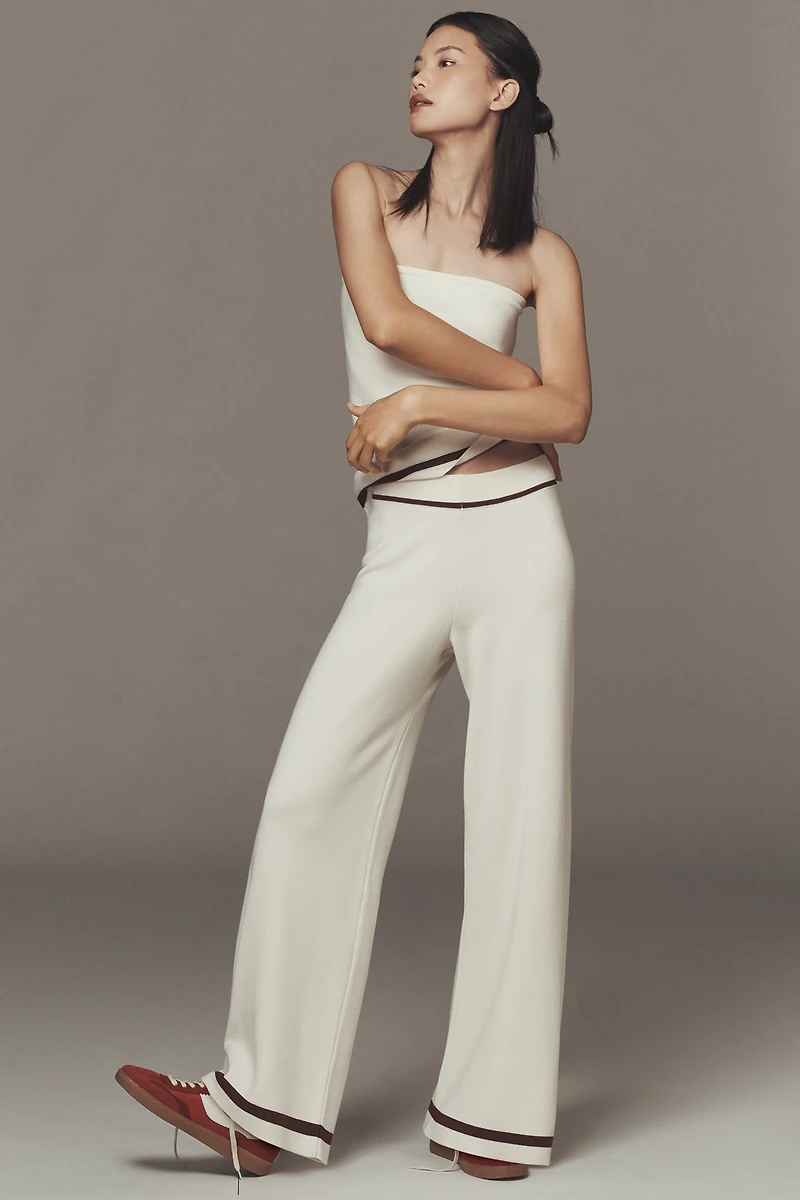 Maeve Tipped Wide-Leg Sweater Pants