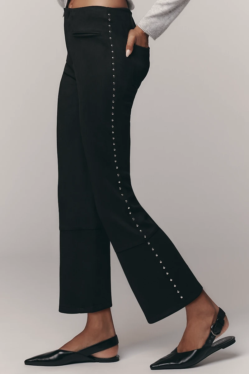 By Anthropologie Embellished Faux-Suede Capris