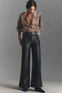 The Rylan Faux-Leather Relaxed High-Rise Flare Pants by Pilcro
