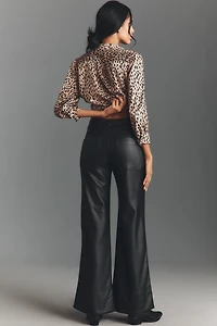 The Rylan Faux-Leather Relaxed High-Rise Flare Pants by Pilcro