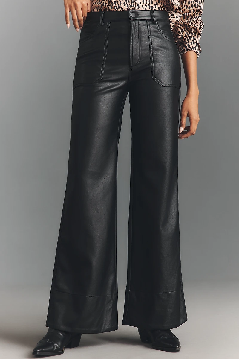 The Rylan Faux-Leather Relaxed High-Rise Flare Pants by Pilcro