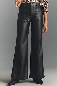 The Rylan Faux-Leather Relaxed High-Rise Flare Pants by Pilcro