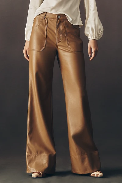 The Rylan Faux-Leather Relaxed High-Rise Flare Pants by Pilcro