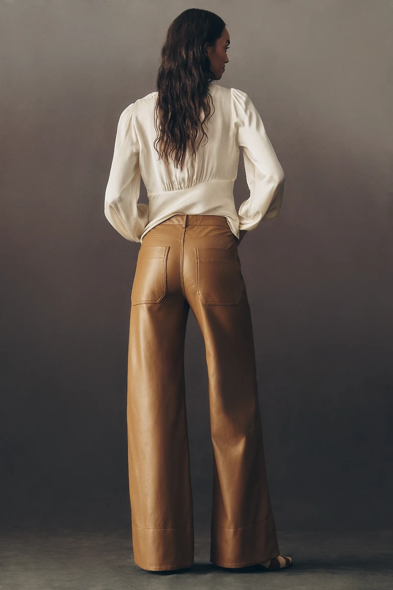 The Rylan Faux-Leather Relaxed High-Rise Flare Pants by Pilcro