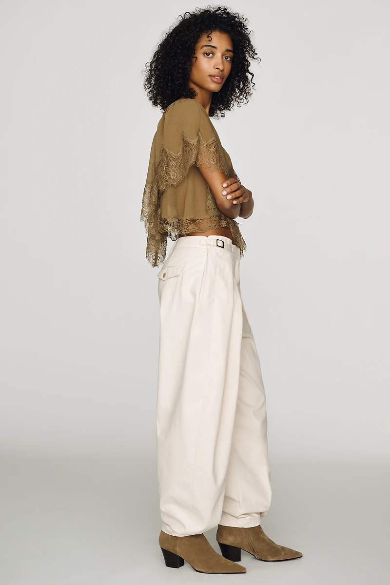 Ronny Kobo Devi High-Rise Barrel-Leg Pants