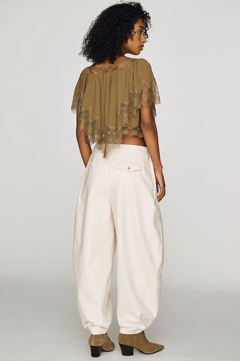 Ronny Kobo Devi High-Rise Barrel-Leg Pants