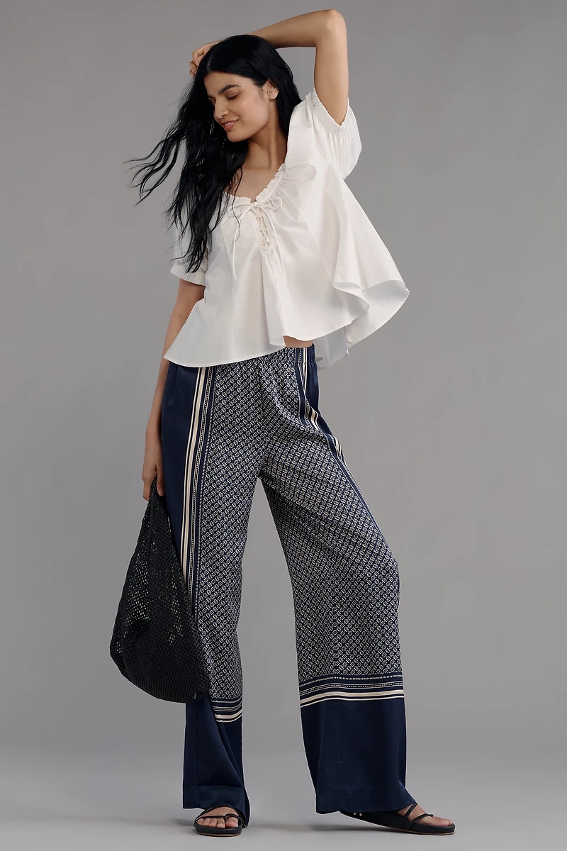 rag & bone Olivia Printed Pull-On Wide-Leg Pants