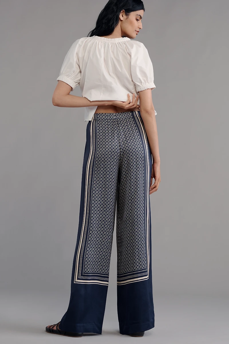 rag & bone Olivia Printed Pull-On Wide-Leg Pants