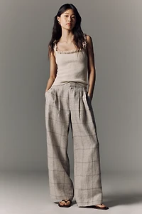 rag & bone 100% Linen Chappell Plaid Pants