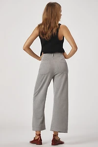 The Colette Houndstooth Crop Wide-Leg Pants by Maeve