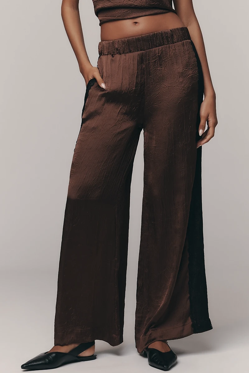 By Anthropologie Satin Lace Pants