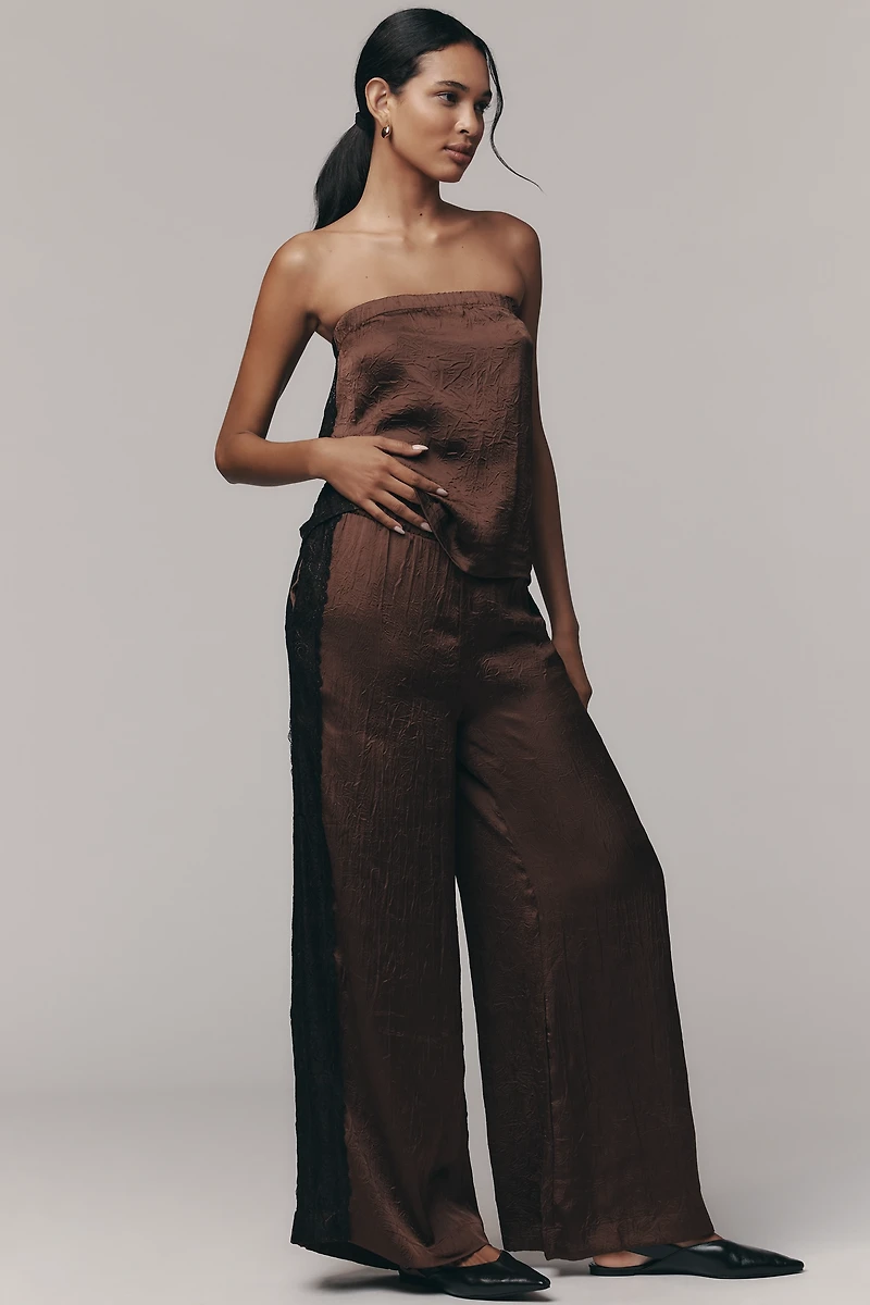 By Anthropologie Satin Lace Pants