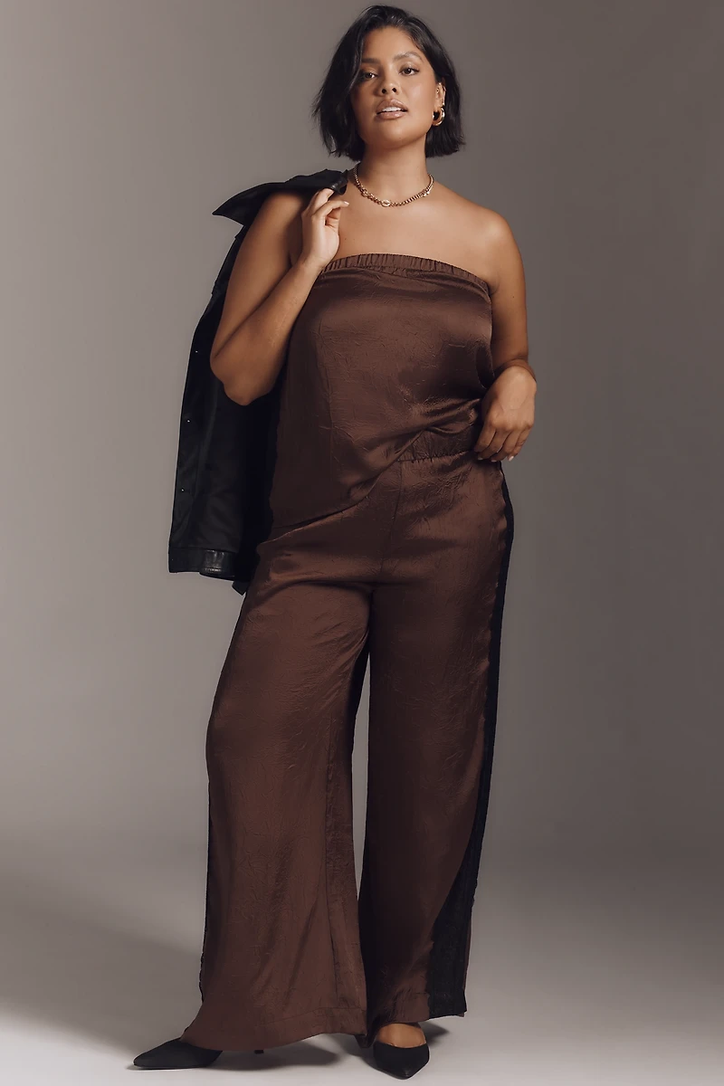 By Anthropologie Satin Lace Pants
