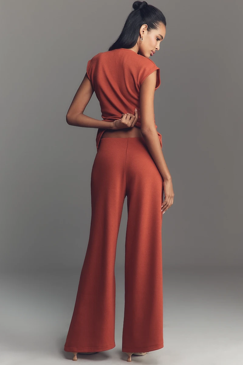 Maeve Knit Wide-Leg Pull-On Pants