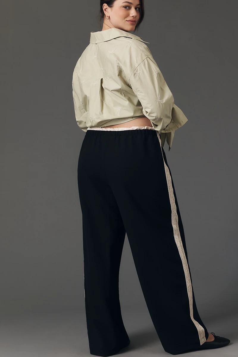 Maeve Crochet Track Stripe Pant