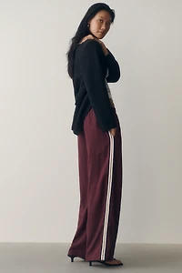 Maeve Check Wide Leg Track Pants