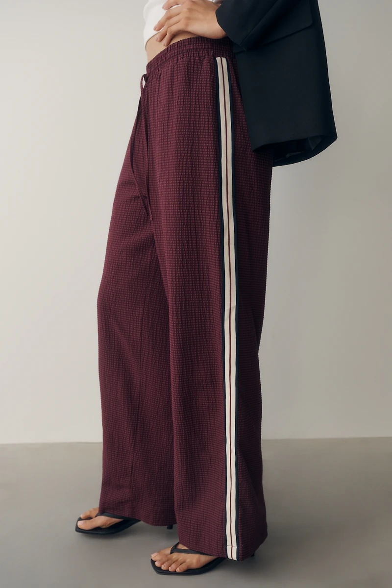 Maeve Check Wide Leg Track Pants