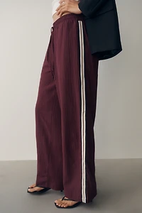 Maeve Check Wide Leg Track Pants