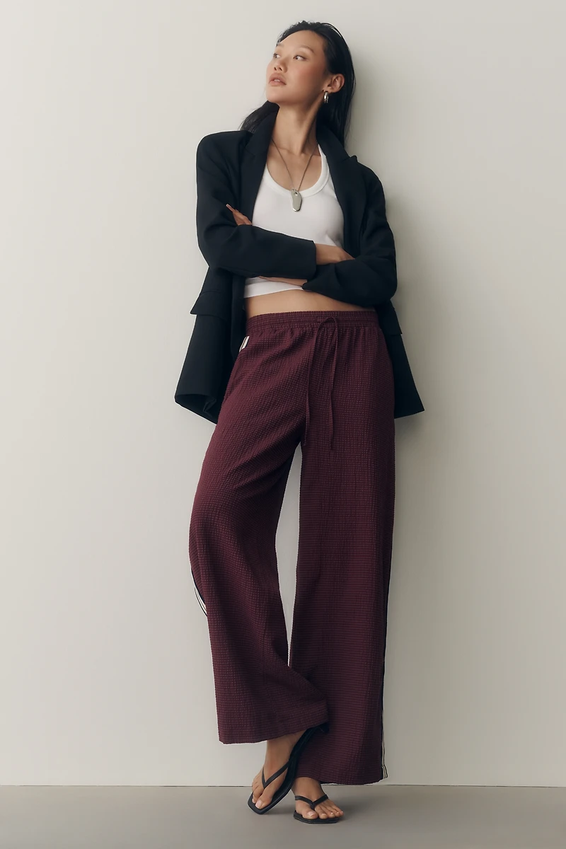 Maeve Check Wide Leg Track Pants