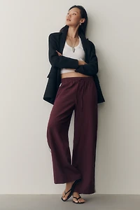 Maeve Check Wide Leg Track Pants