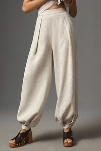 Ronny Kobo Apolo Linen High-Rise Full-Leg Pants