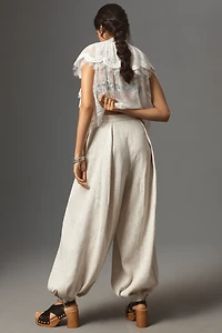 Ronny Kobo Apolo Linen High-Rise Full-Leg Pants