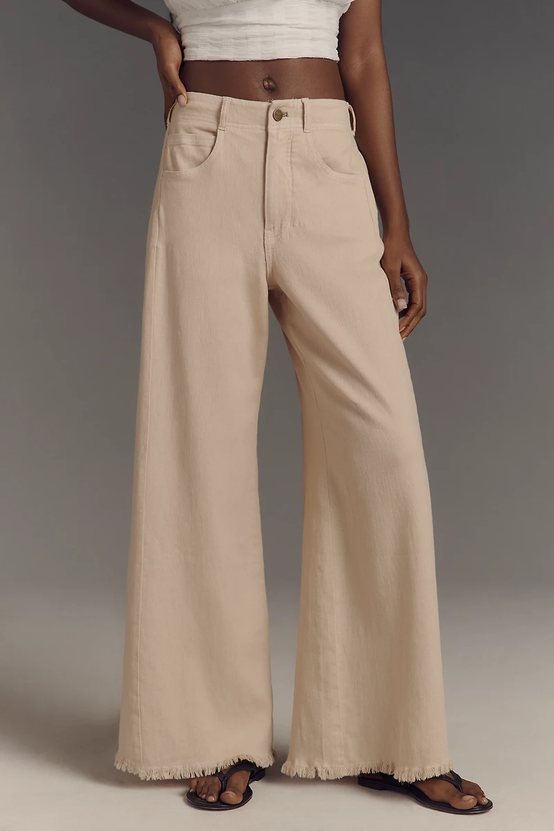 The Adi Linen Mid-Rise Flare Pants by Pilcro