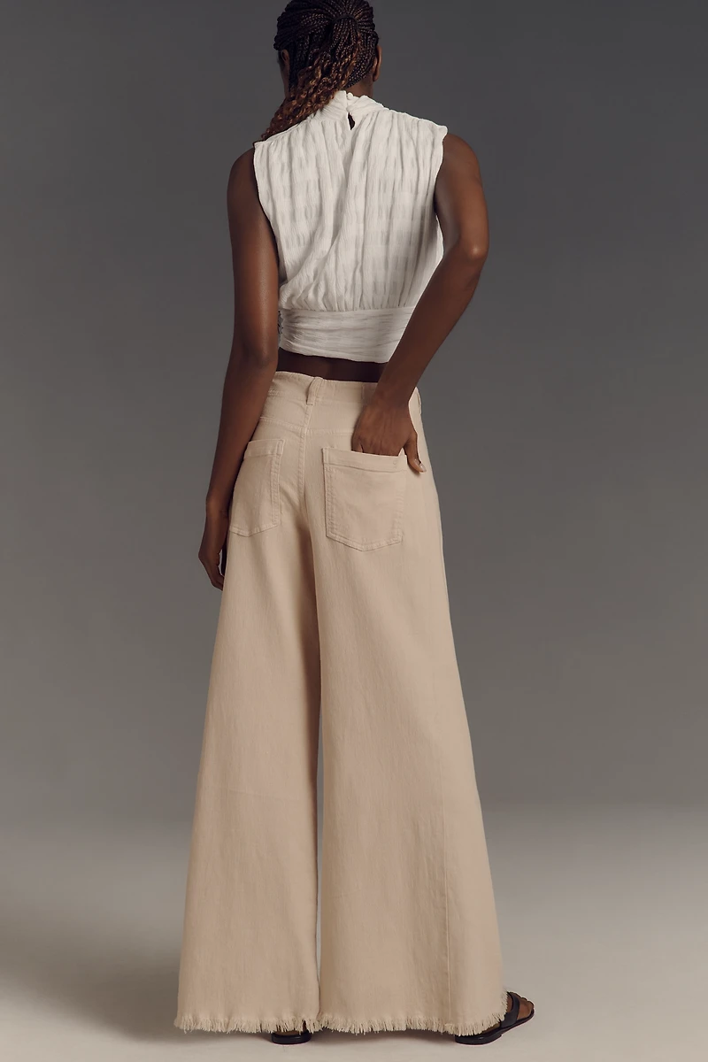The Adi Linen Mid-Rise Flare Pants by Pilcro