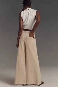 The Adi Linen Mid-Rise Flare Pants by Pilcro