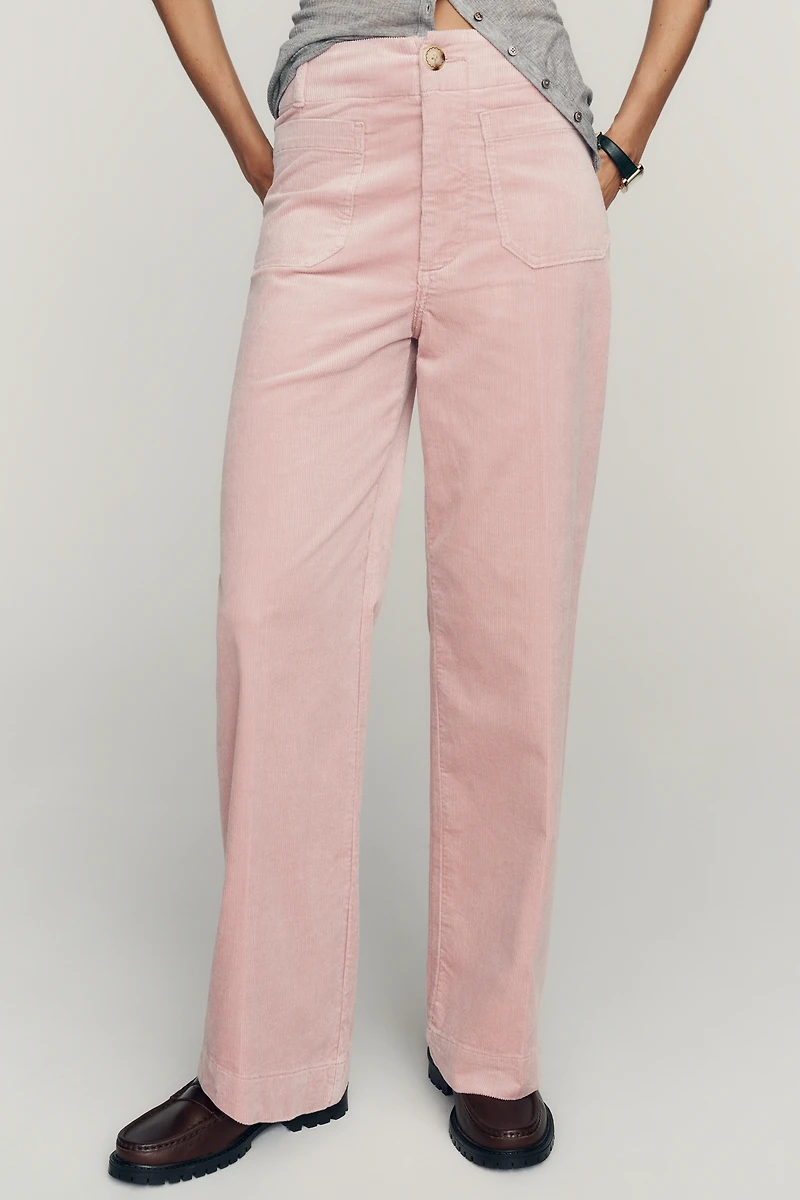 Maeve Colette Corduroy High-Rise Wide-Leg Full-Length Pants
