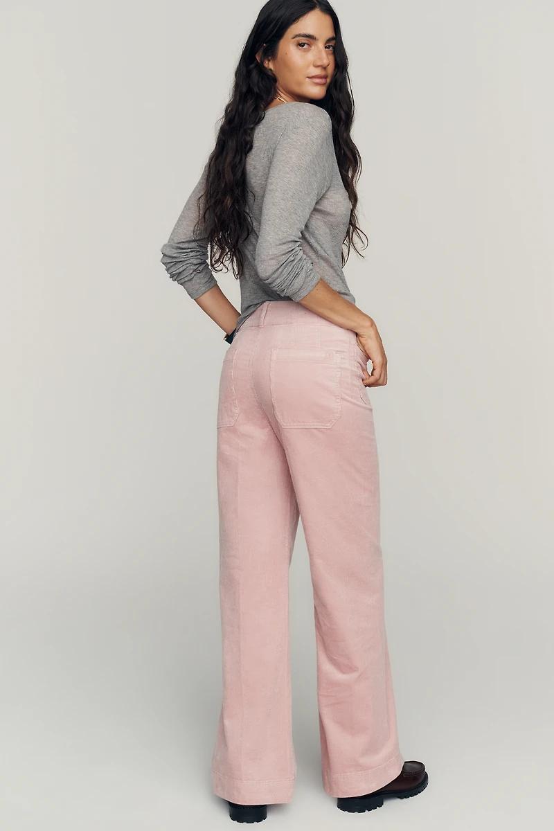 Maeve Colette Corduroy High-Rise Wide-Leg Full-Length Pants
