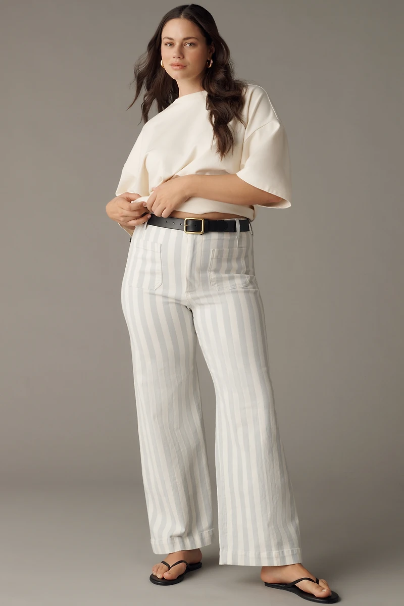 The Colette Striped Full-Length Wide-Leg Pants by Maeve