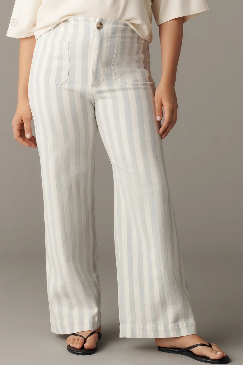 The Colette Striped Full-Length Wide-Leg Pants by Maeve
