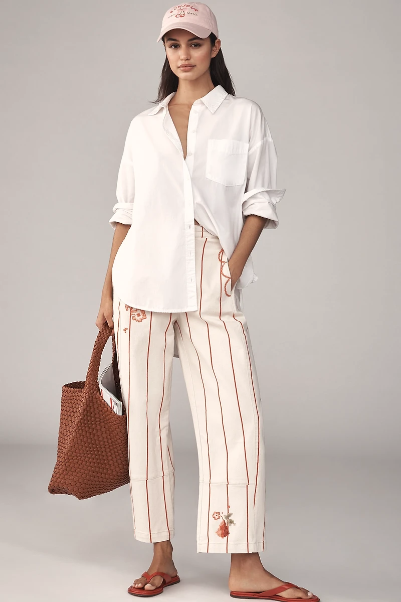 The Izzie Relaxed Pull-On Barrel Pants by Pilcro: Striped Edition