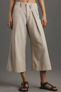 Pilcro Linen-Blend Crop Wide-Leg Chino Pants
