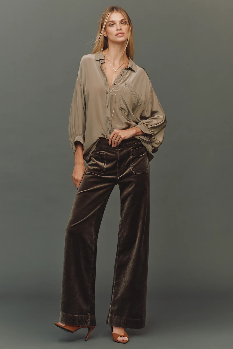 The Colette Full-Length Velvet Pants by Maeve