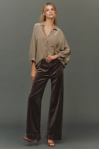 The Colette Full-Length Velvet Pants by Maeve