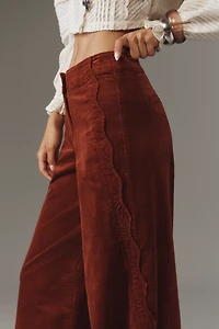 Maeve Corduroy Scallop Wide-Leg Pants
