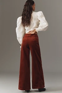 Maeve Corduroy Scallop Wide-Leg Pants
