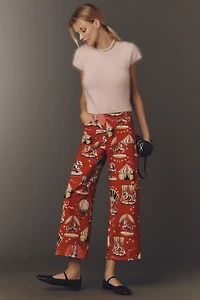 The Colette Crop Printed Ponte Pants by Maeve