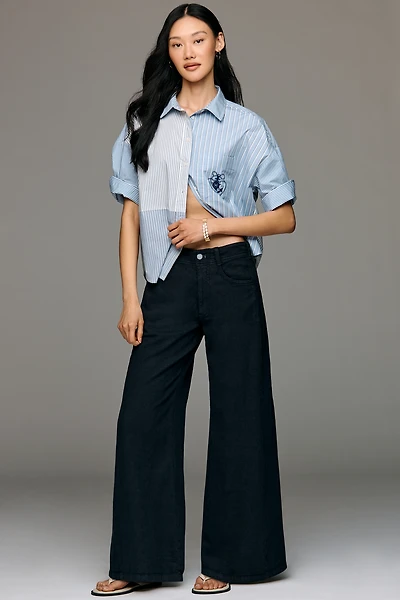 The Adi Mid-Rise Clean-Hem Flare Pants by Pilcro