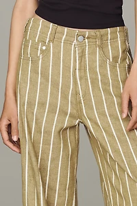 Pilcro Adi Linen Cotton Mid-Rise Flare Pants