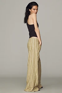 Pilcro Adi Linen Cotton Mid-Rise Flare Pants