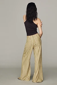 Pilcro Adi Linen Cotton Mid-Rise Flare Pants