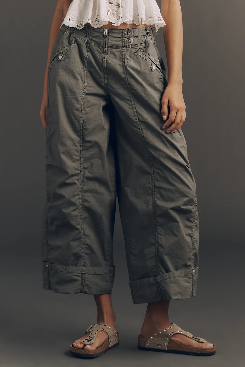 Pilcro Cotton Crop Parachute Pants