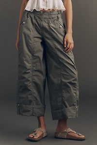 Pilcro Cotton Crop Parachute Pants