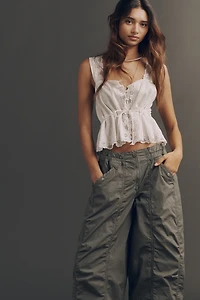 Pilcro Cotton Crop Parachute Pants
