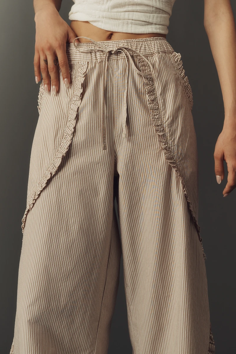 Pilcro Ruffle Easy Wide-Leg Pull-On Pants