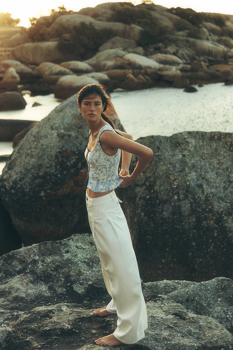 Maeve Wide-Leg Pleated Pants