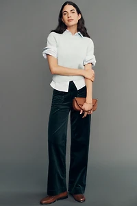 Maeve Colette Corduroy Scallop High-Rise Wide-Leg Full-Length Pants